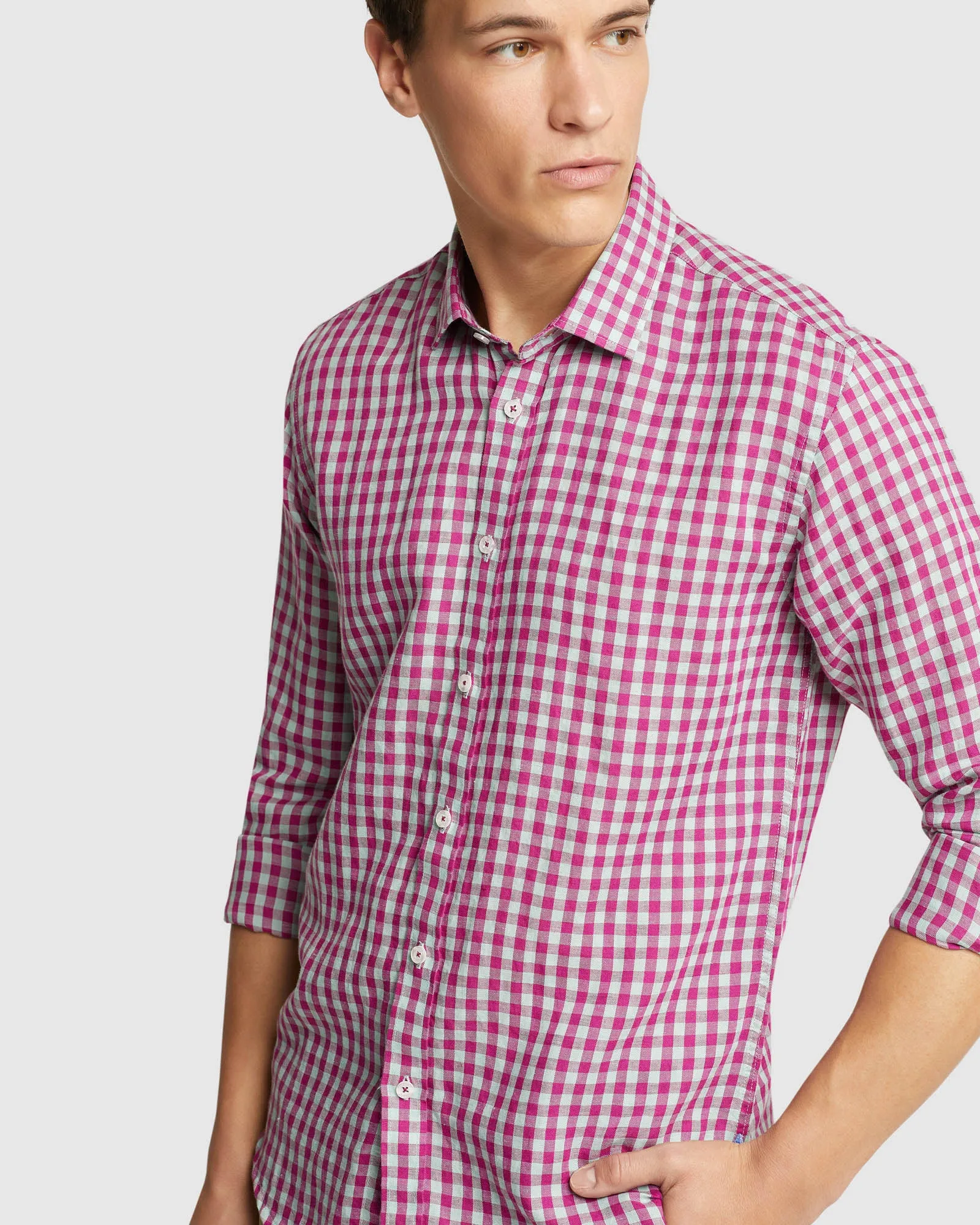 Kenton Linen Blend Checked Shirt