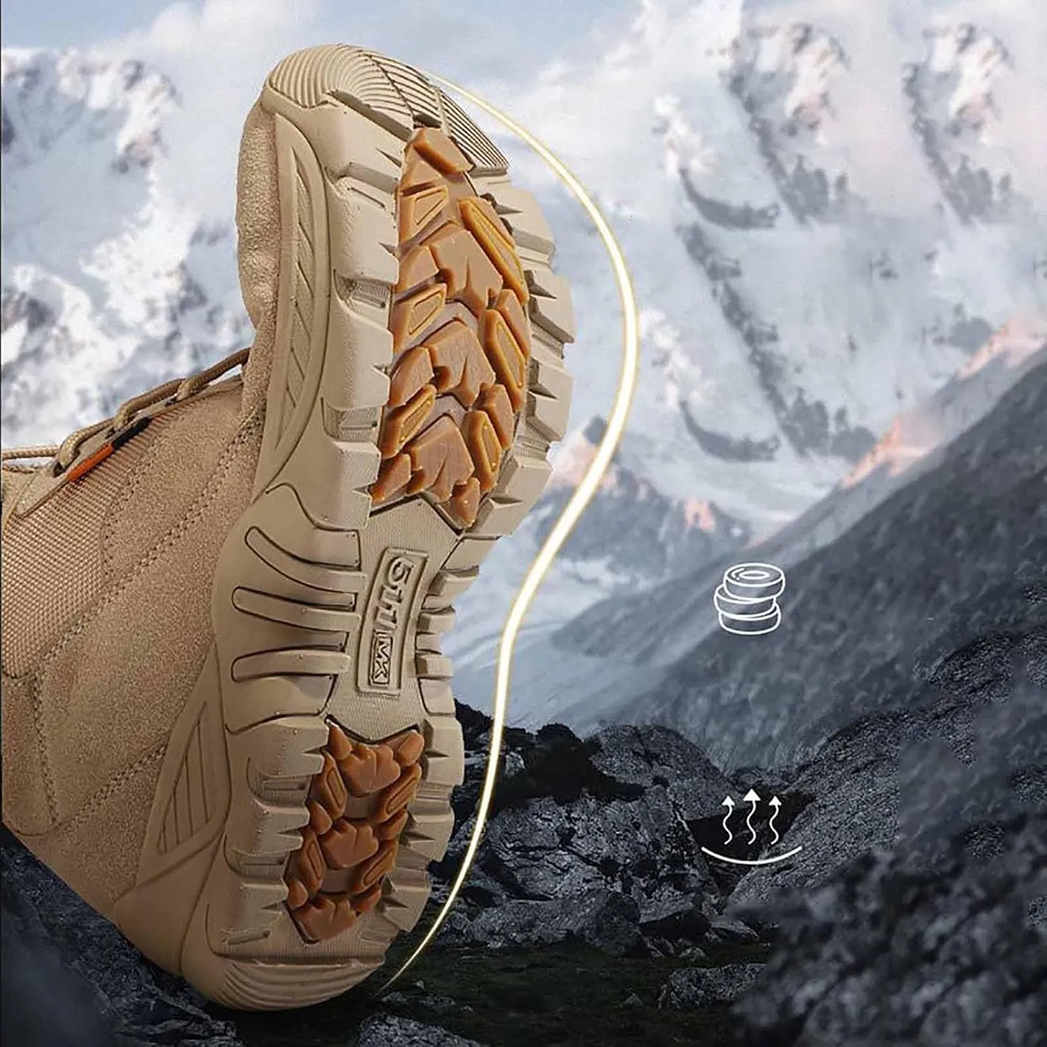 Lightweight Military Boots, Tactical Hiking Boots for Men with Sports Socks Water Proof Tactical Military Outdoor Desert Combat Boots Tactical Army Boots