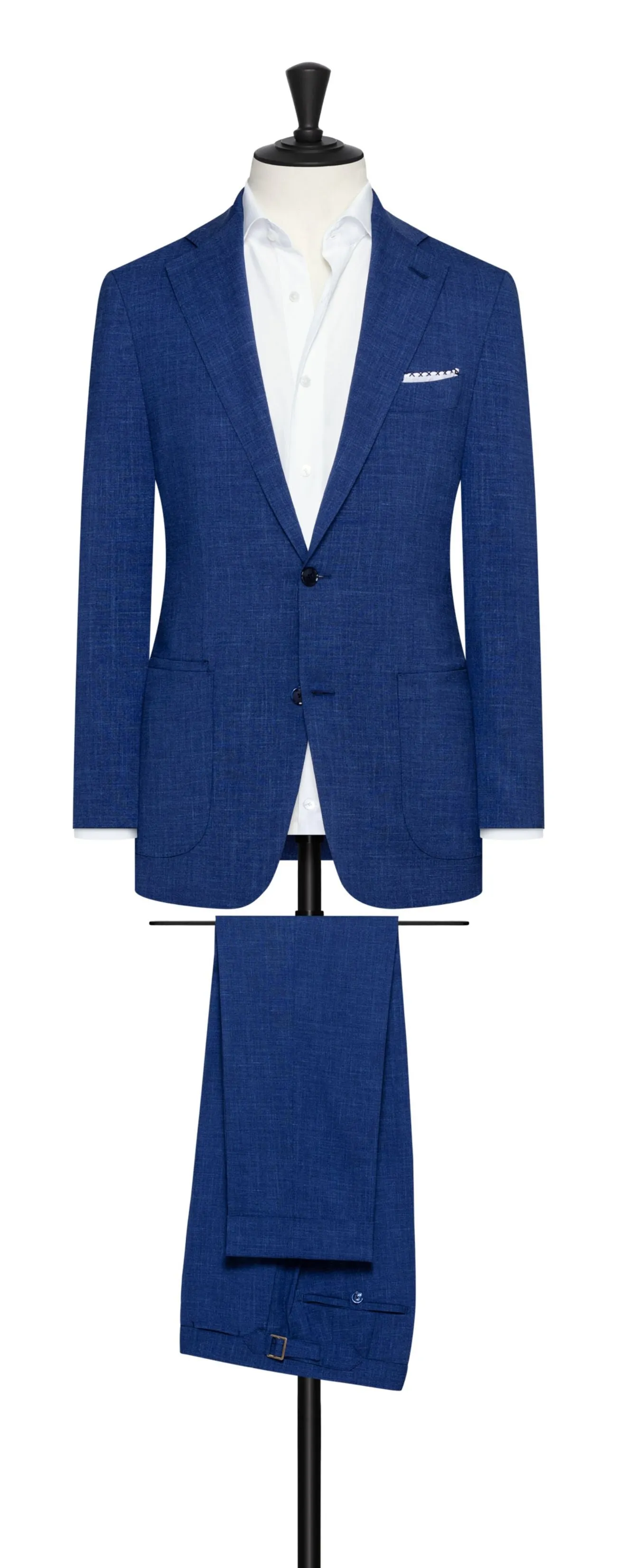 Loro Piana MOVE Royal Blue Stretch Wool, Silk & Linen Plain Tropical Weave
