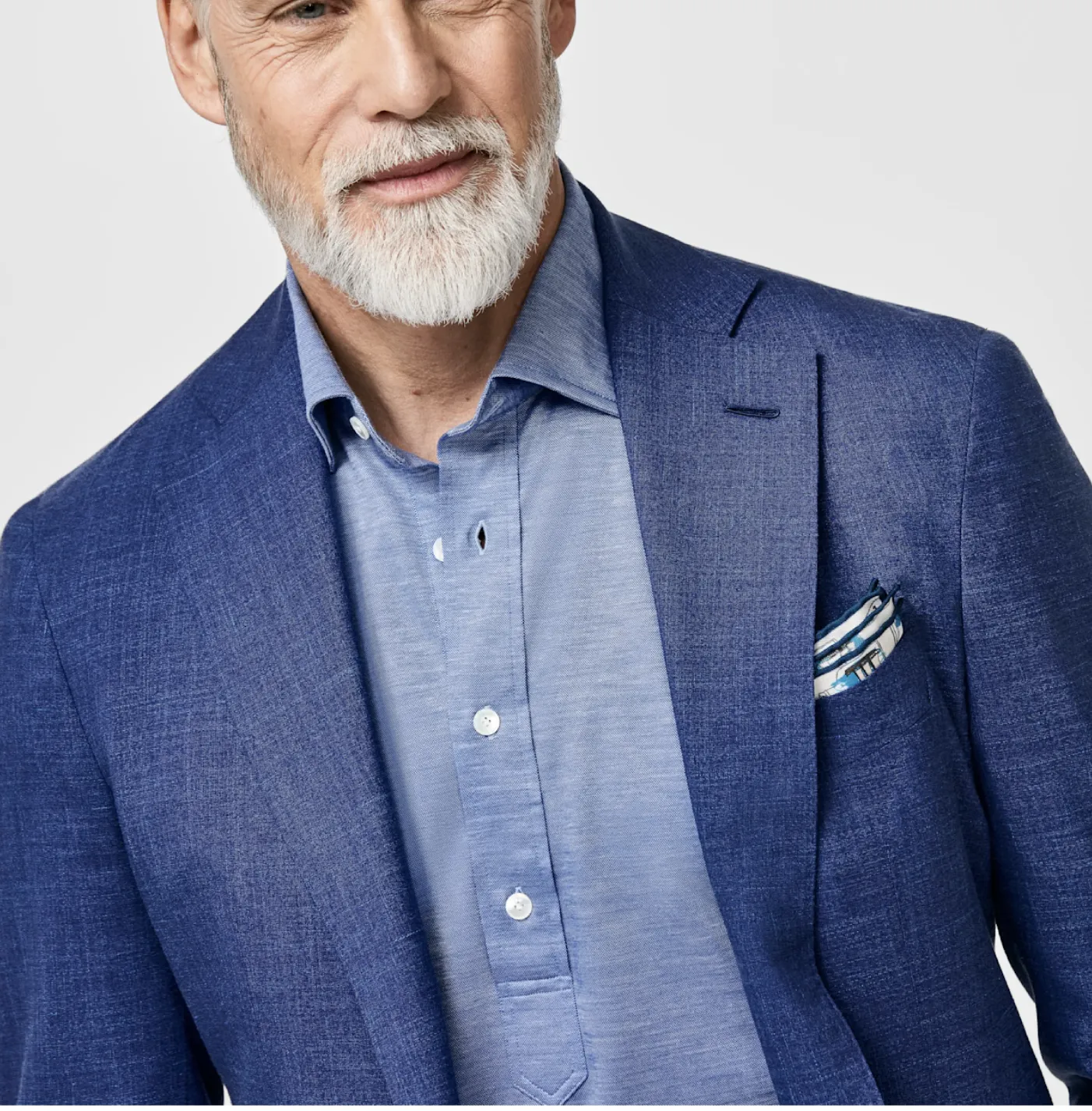 Loro Piana MOVE Royal Blue Stretch Wool, Silk & Linen Plain Tropical Weave