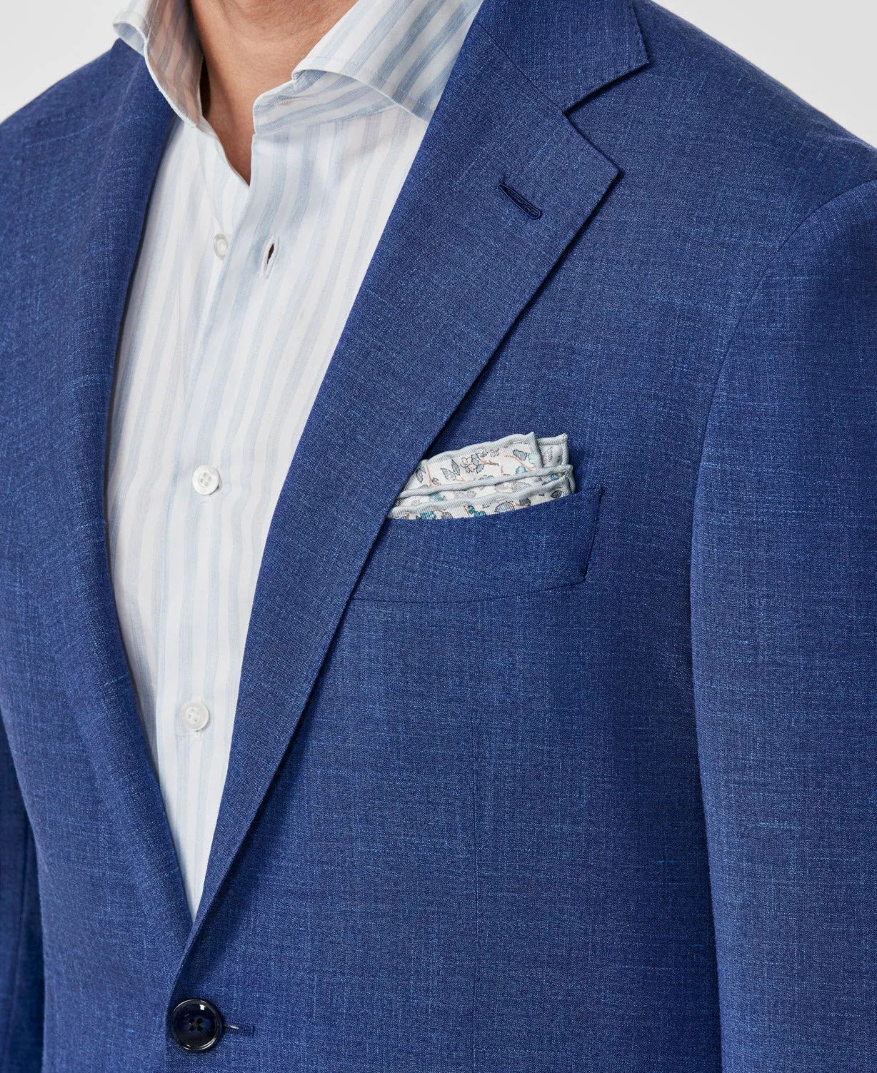 Loro Piana MOVE Royal Blue Stretch Wool, Silk & Linen Plain Tropical Weave