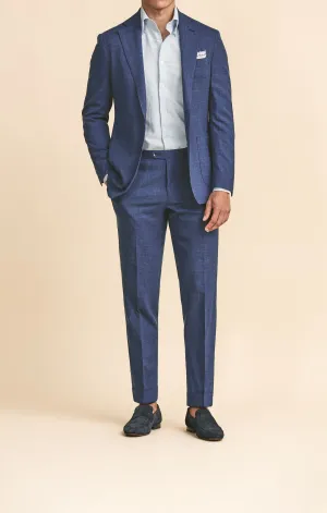 Loro Piana MOVE Royal Blue Stretch Wool, Silk & Linen Plain Tropical Weave