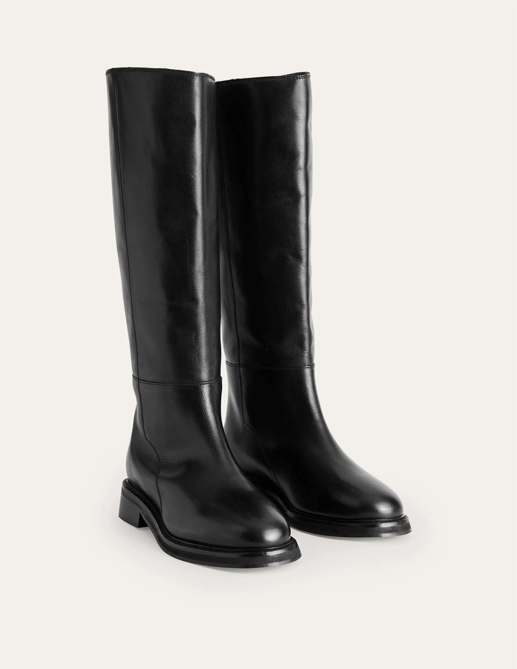 Lottie Leather Riding Boots-Black Leather