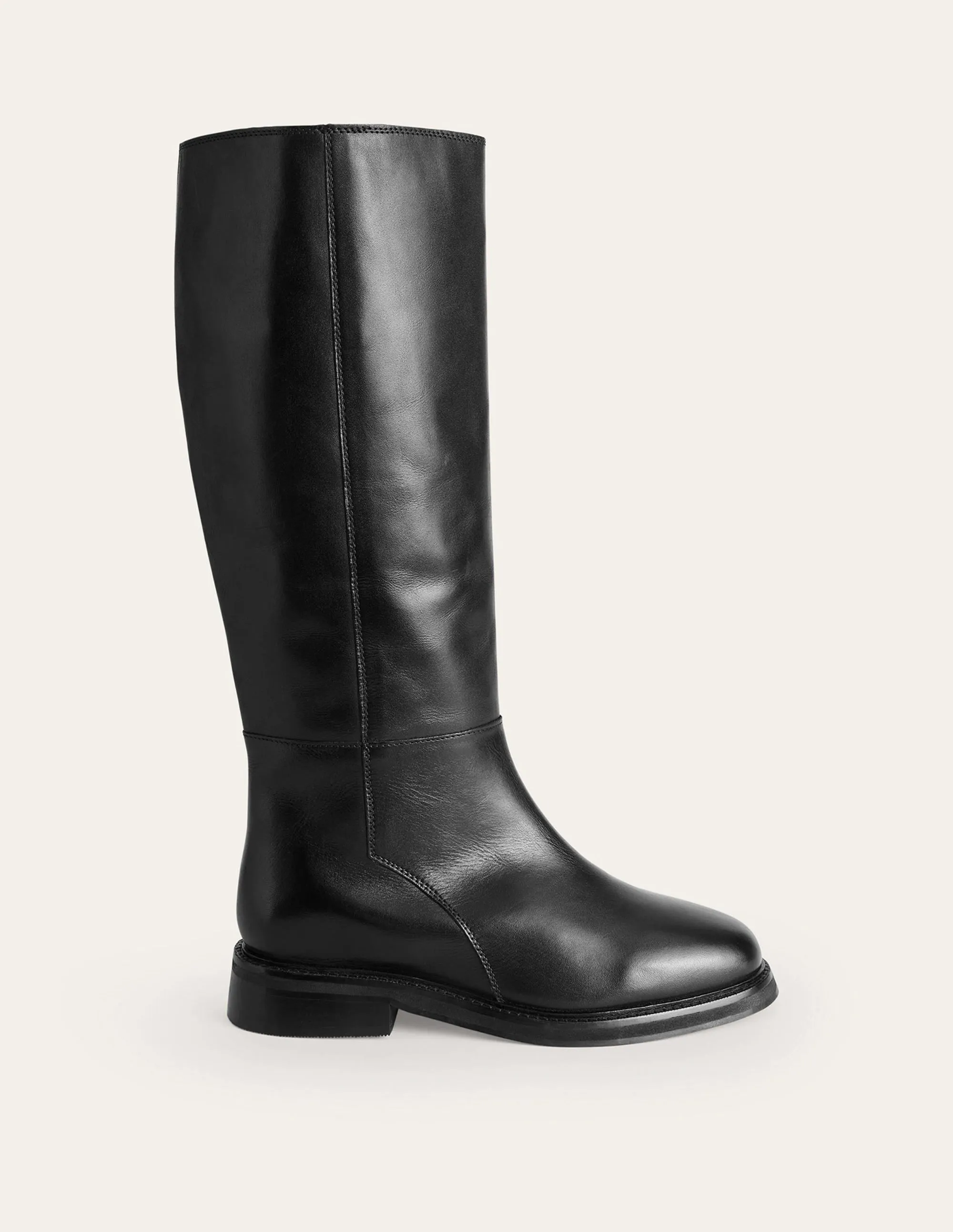 Lottie Leather Riding Boots-Black Leather