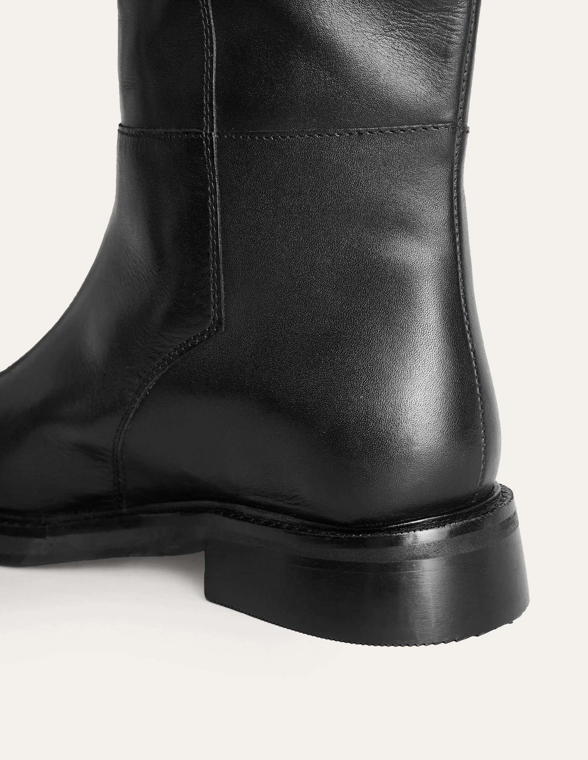 Lottie Leather Riding Boots-Black Leather