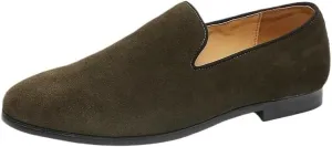 Men's Loafers - Lightweight Nubuck Leather Slip-Ons with Pointed Toe, Flexible Flat Heel, Casual & Party Wear, Comfortable Smoking Loafers