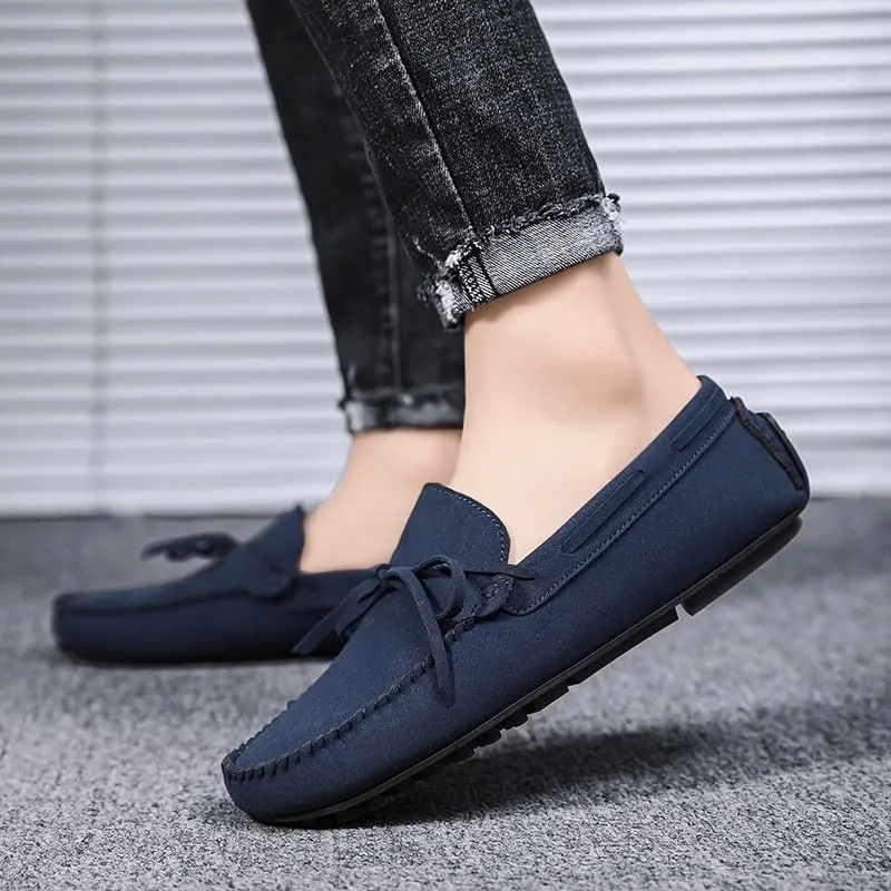 Men's Loafers Round Toe Suede Vamp Boat Shoes Driving Loafers Lightweight Flat Heel Comfortable Casual Outdoor Slip-on