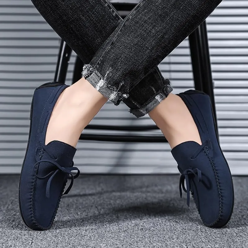 Men's Loafers Round Toe Suede Vamp Boat Shoes Driving Loafers Lightweight Flat Heel Comfortable Casual Outdoor Slip-on