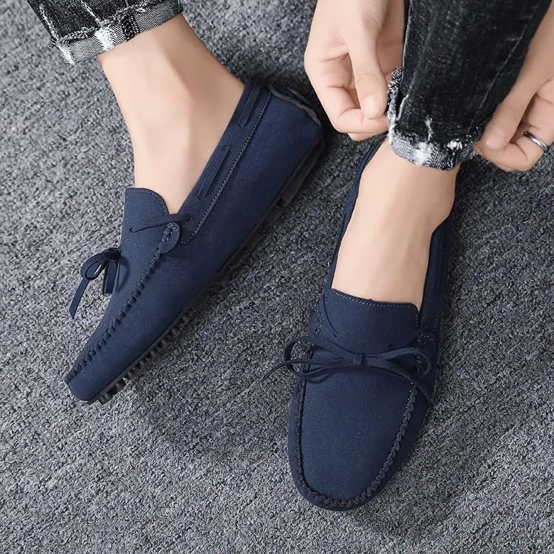 Men's Loafers Round Toe Suede Vamp Boat Shoes Driving Loafers Lightweight Flat Heel Comfortable Casual Outdoor Slip-on