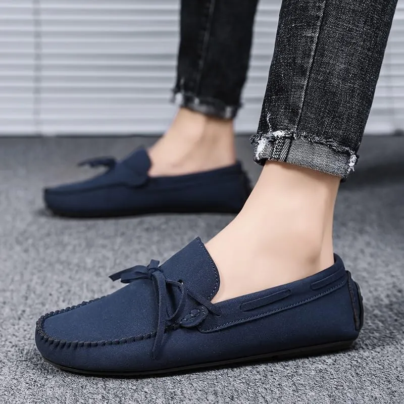 Men's Loafers Round Toe Suede Vamp Boat Shoes Driving Loafers Lightweight Flat Heel Comfortable Casual Outdoor Slip-on