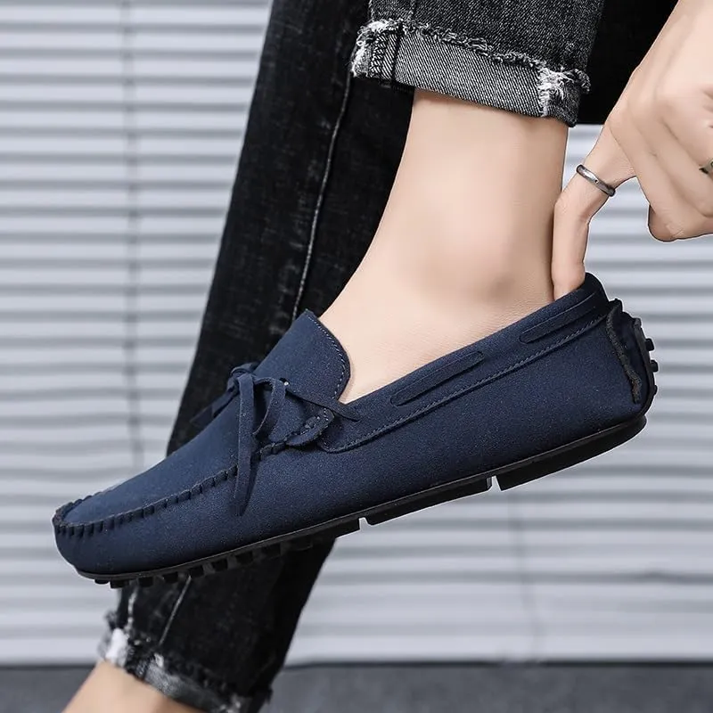 Men's Loafers Round Toe Suede Vamp Boat Shoes Driving Loafers Lightweight Flat Heel Comfortable Casual Outdoor Slip-on