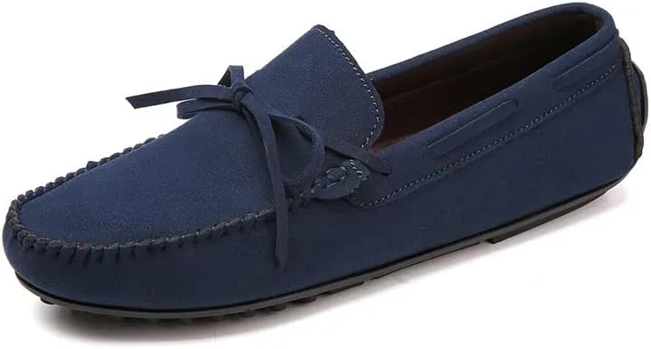 Men's Loafers Round Toe Suede Vamp Boat Shoes Driving Loafers Lightweight Flat Heel Comfortable Casual Outdoor Slip-on