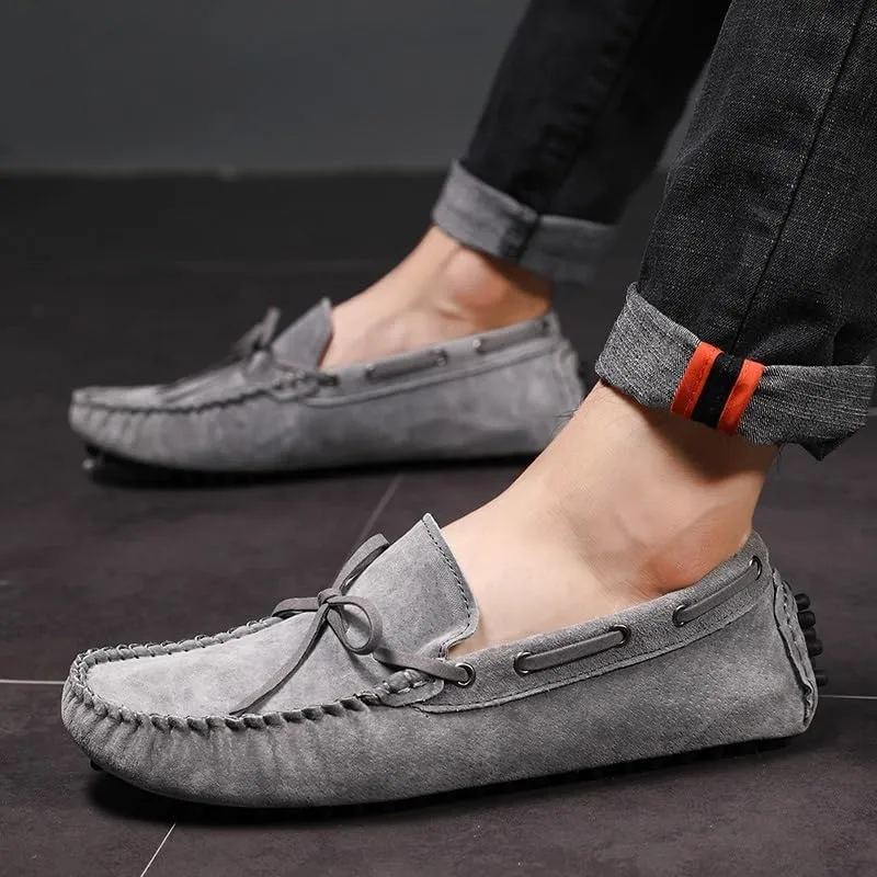 Men's Loafers Shoes Round Toe Solid Color Suede Vamp Boat Driving Loafers Comfortable Slip Resistant Lightweight Fashion Slip-ons