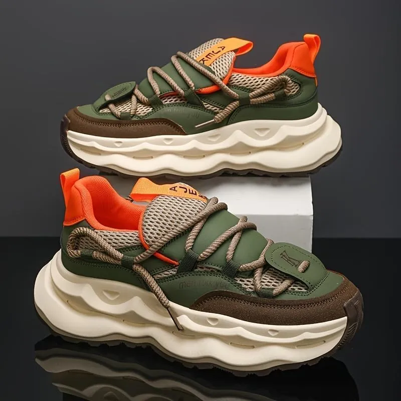 Men's Retro Chunky Comfortable Sneakers Stylish Preppy Design - Casual Plus Size