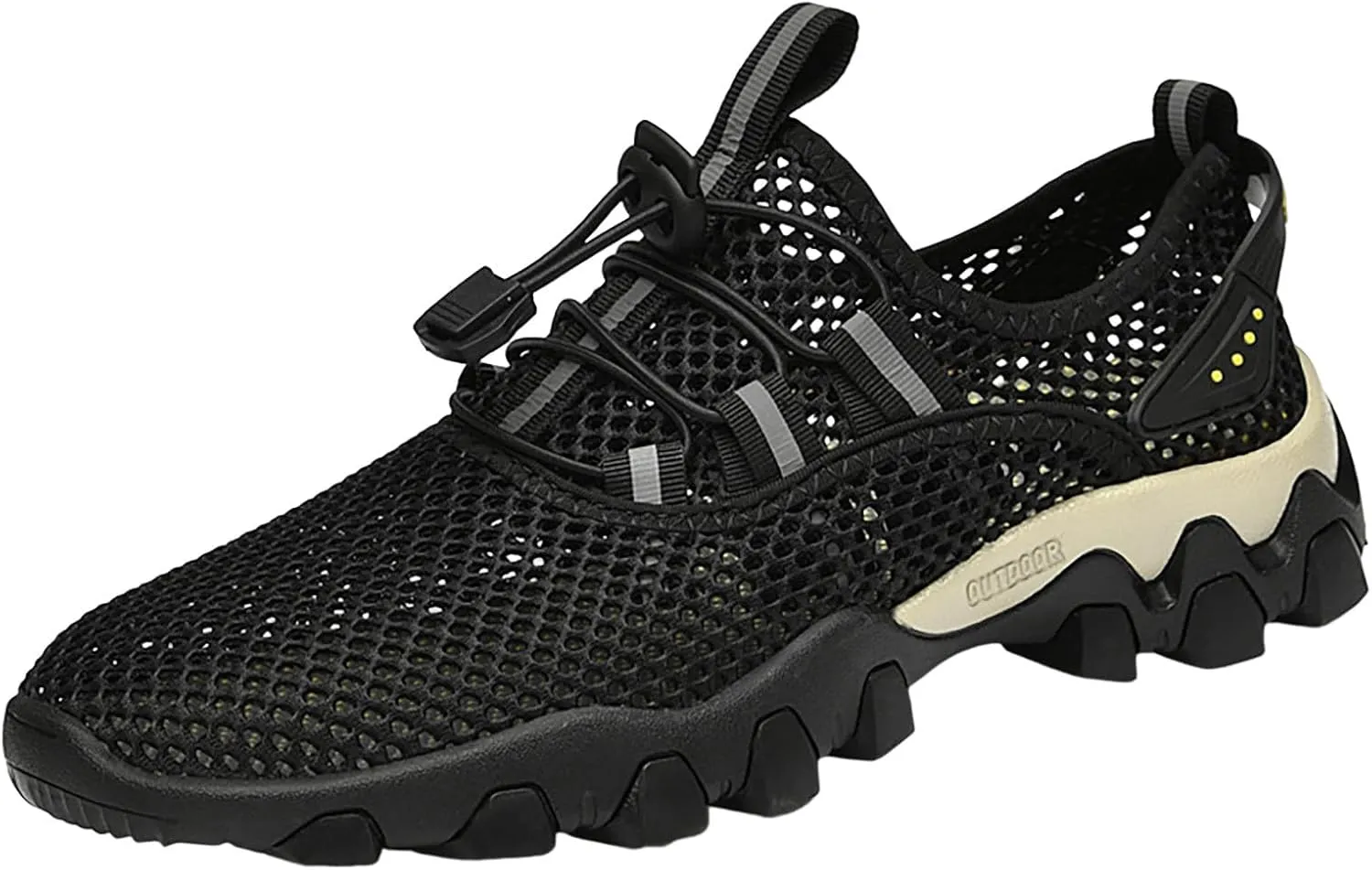 Men's Shoes Summer Breathable Mesh Shoes Sports Casual Shoes Men's Hiking Shoes Tourism Hiking Men Shoes Memory Foam (Black, 10.5)