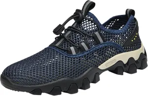 Men's Shoes Summer Breathable Mesh Shoes Sports Casual Shoes Men's Hiking Shoes Tourism Hiking Men Shoes Memory Foam (Blue, 9)