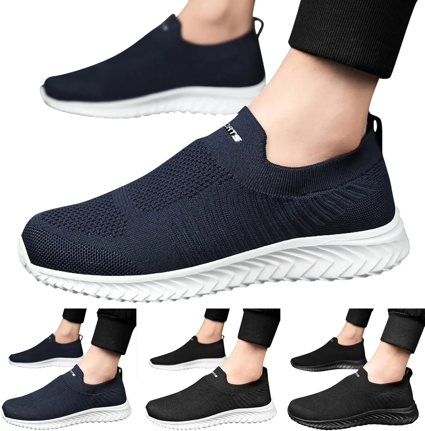 Mens Slip On Men Sports Shoes Summer New Pattern Fashion Simple Solid Mesh Breathable Comfortable Non Slip On