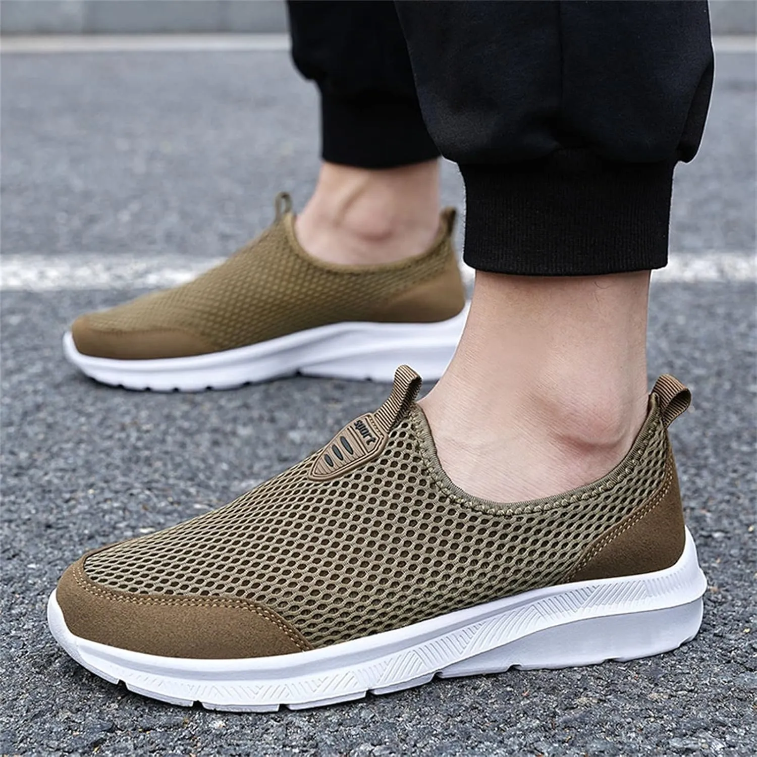Mens Slip On Running Shoes Casual Breathable Mesh Walking Shoe Lightweight Comfortable Non Slip Sneakers for Men