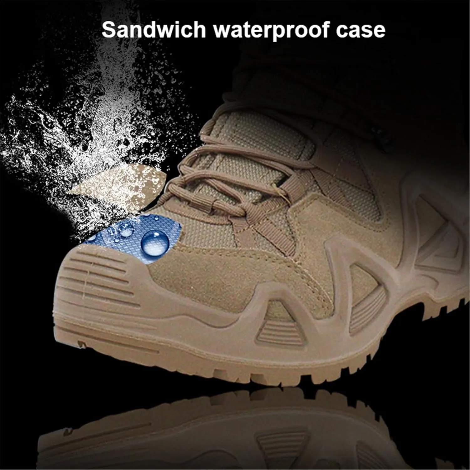 Men's Tactical Boots, Waterproof Hiking Work Boots, Lightweight Military Boots, Breathable Desert Boots,Low Cut Training Boots,Great in Hiking, Work, Tactical, Army, Hunting
