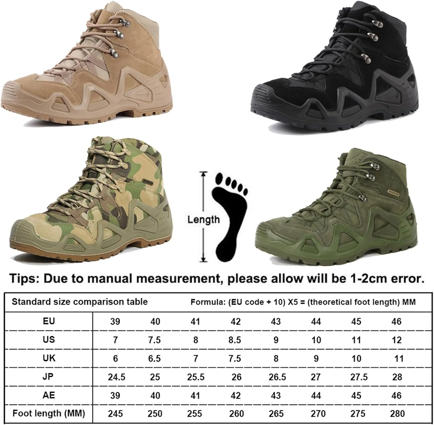 Men's Tactical Boots, Waterproof Hiking Work Boots, Lightweight Military Boots, Breathable Desert Boots,Low Cut Training Boots,Great in Hiking, Work, Tactical, Army, Hunting