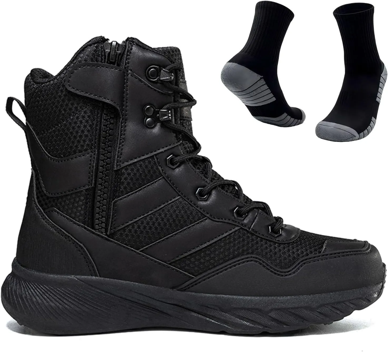 Men's Tactical Military Boots with Side Zipper | Waterproof, Non-Slip, and Lightweight, Perfect for Hiking, Camping, and Work