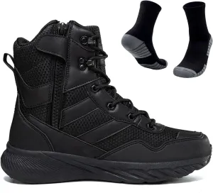 Men's Tactical Military Boots with Side Zipper | Waterproof, Non-Slip, and Lightweight, Perfect for Hiking, Camping, and Work