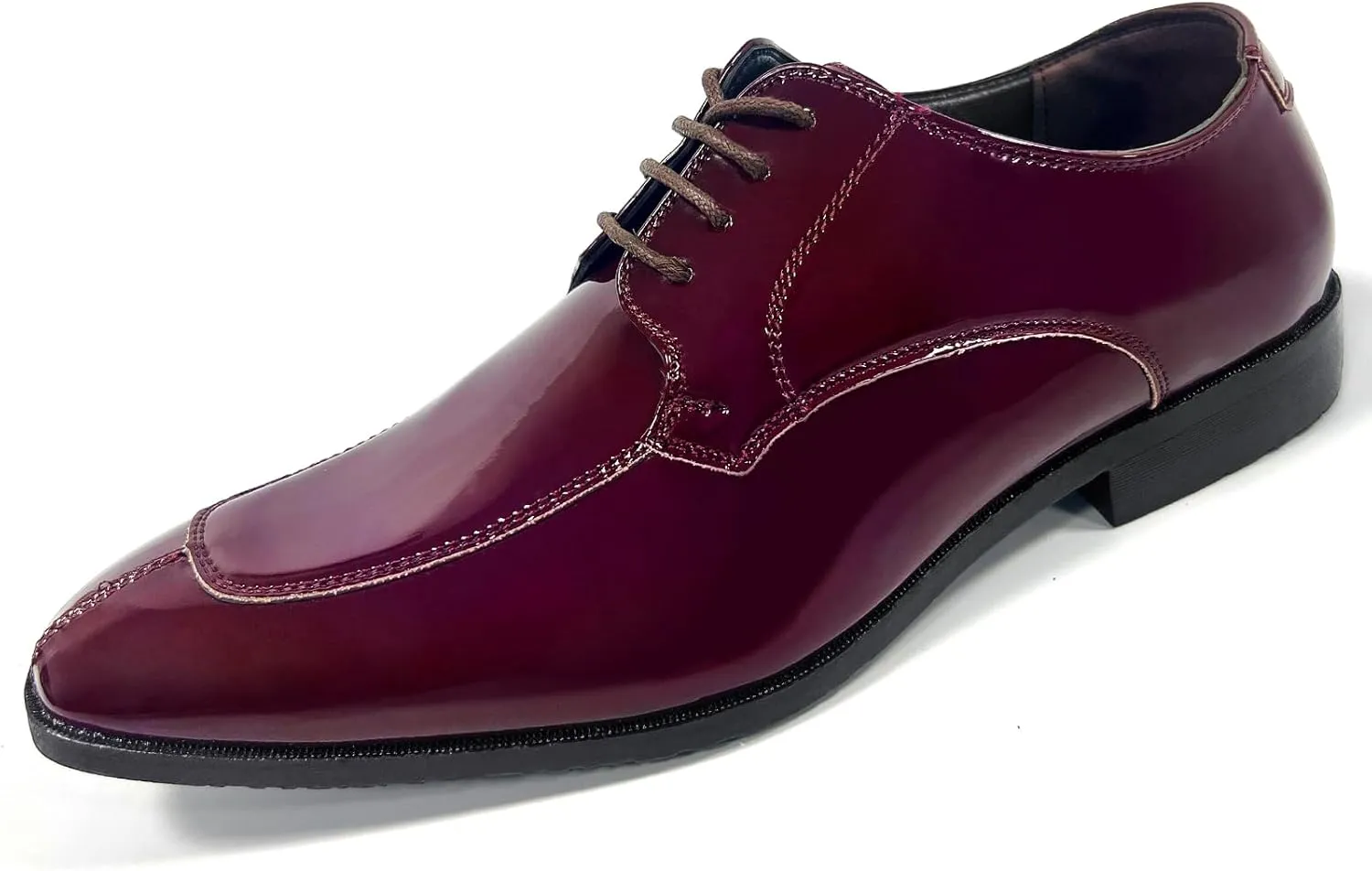 Men's Tuxedo Dress Shoes Pattern Leather Formal Oxfords Classic Lace Up Derby Shoes Wedding Business Shoe Burgundy Size 8.5