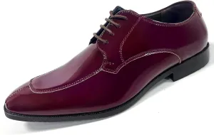 Men's Tuxedo Dress Shoes Pattern Leather Formal Oxfords Classic Lace Up Derby Shoes Wedding Business Shoe Burgundy Size 8.5