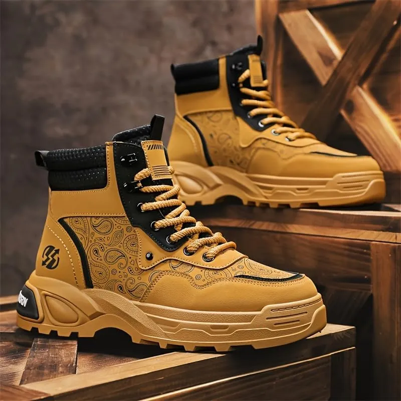 Men's Waterproof Hiking Boots Outdoor Mid Trekking Backpacking Mountaineering Shoes Four Seasons New Men's High Top Outdoor Hiking Boots Casual Hiking Boots