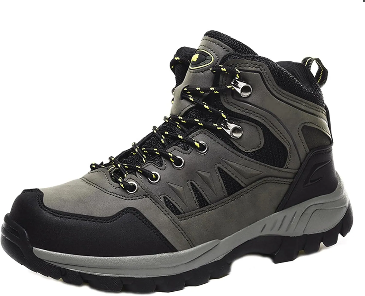 Men's Waterproof Platform Lace Up Hiking Boots Comfortable Non Slip Mid Ankle Boots Fashionable Outdoor Hiking Boots