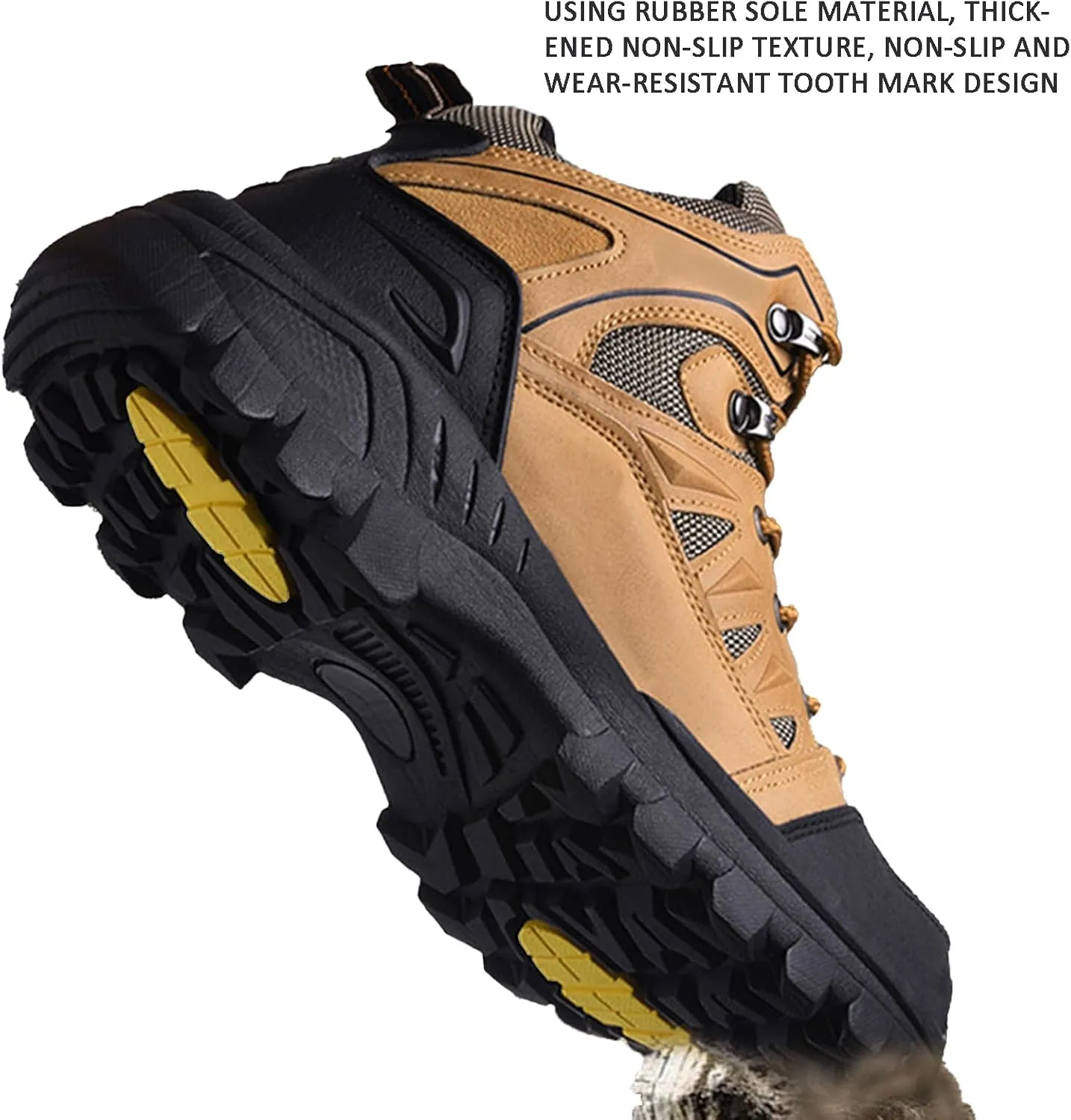 Men's Waterproof Platform Lace Up Hiking Boots Comfortable Non Slip Mid Ankle Boots Fashionable Outdoor Hiking Boots