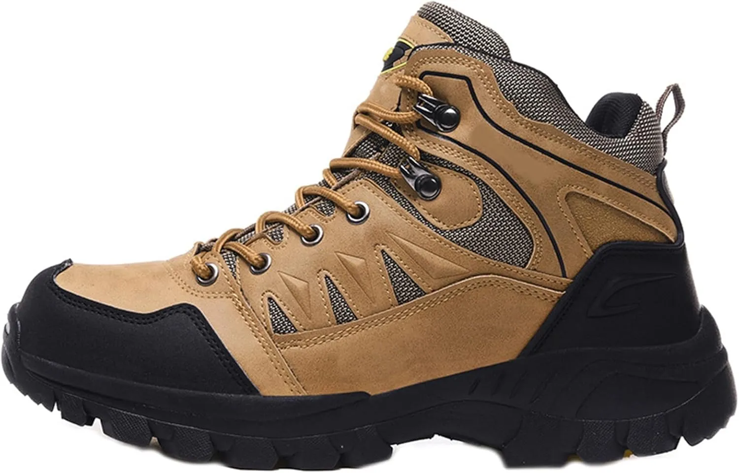 Men's Waterproof Platform Lace Up Hiking Boots Comfortable Non Slip Mid Ankle Boots Fashionable Outdoor Hiking Boots