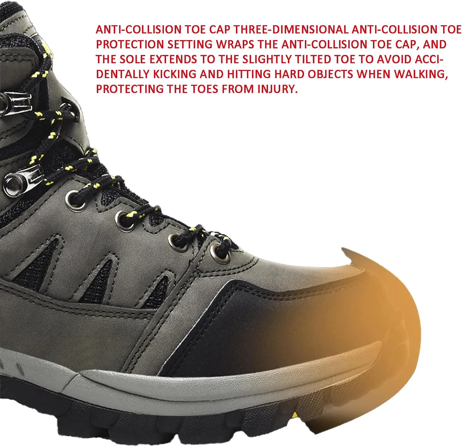 Men's Waterproof Platform Lace Up Hiking Boots Comfortable Non Slip Mid Ankle Boots Fashionable Outdoor Hiking Boots