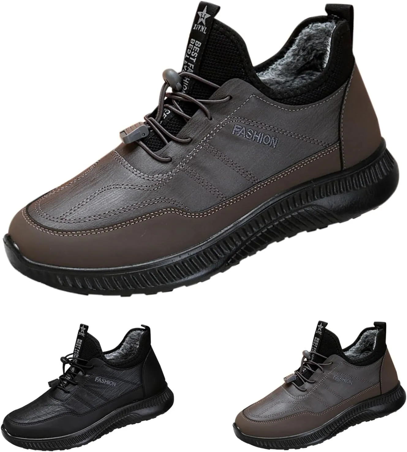 Mens Work Boots Waterproof Hiking Sneakers Zip Up Fur Lined Women's Safety Toe Shoes Waterproof Platform Sneakers Indestructible Hike Grounded Footwear