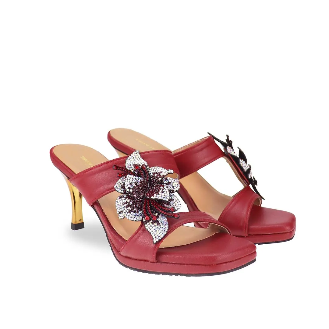 [NEW] Embellished Flower Stiletto Heel Sandals 3"inch [Dinner Series]