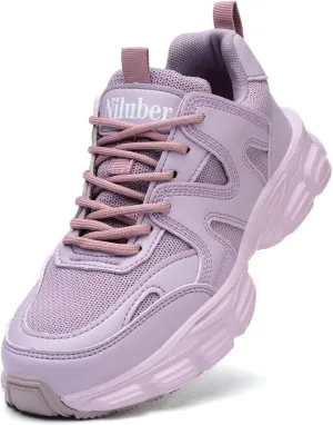 Niluber Fashion Women's Chunky Sneakers Lace-Up Platform Sneakers for Women Lightweight and Comfortable Walking Sneakers Casual Dad Shoes