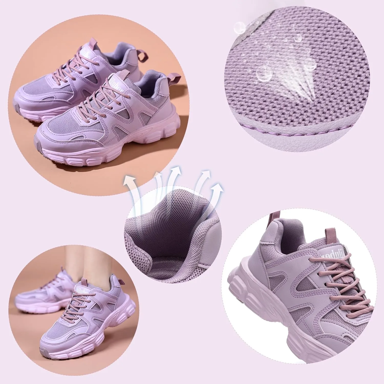 Niluber Fashion Women's Chunky Sneakers Lace-Up Platform Sneakers for Women Lightweight and Comfortable Walking Sneakers Casual Dad Shoes