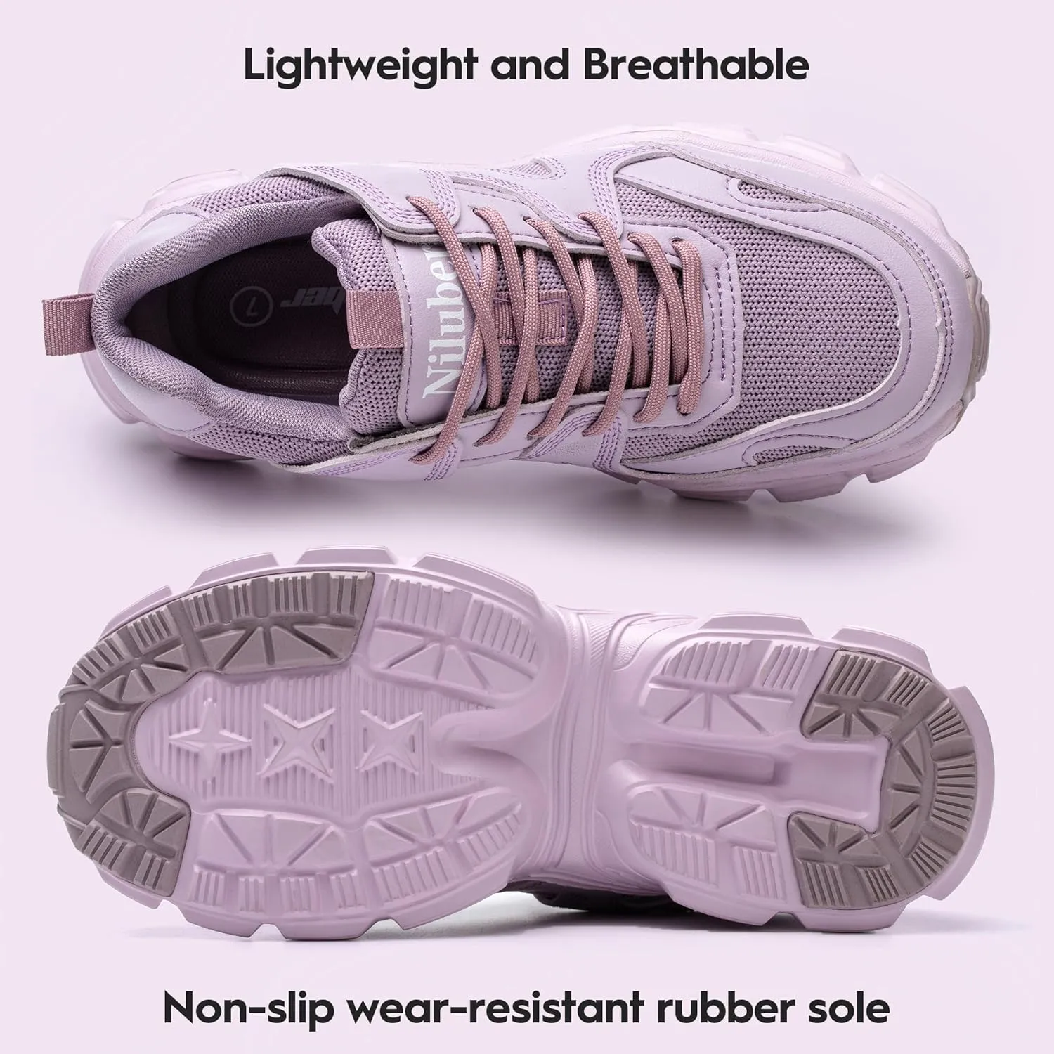 Niluber Fashion Women's Chunky Sneakers Lace-Up Platform Sneakers for Women Lightweight and Comfortable Walking Sneakers Casual Dad Shoes