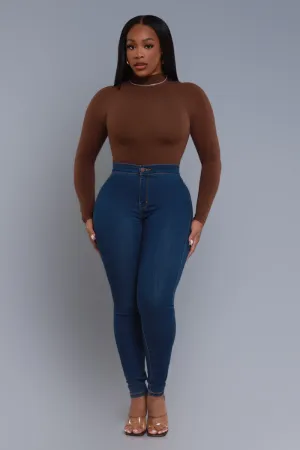 Not Clicking High Rise Skinny Jeans - Med Wash