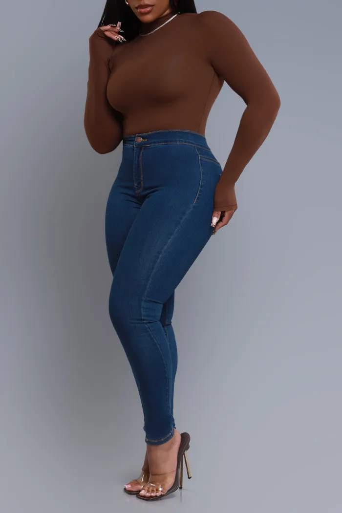 Not Clicking High Rise Skinny Jeans - Med Wash