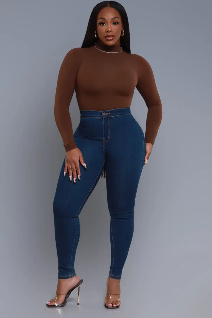 Not Clicking High Rise Skinny Jeans - Med Wash