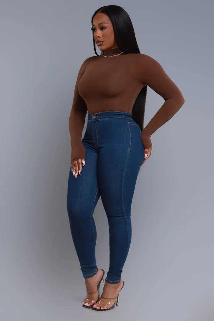 Not Clicking High Rise Skinny Jeans - Med Wash