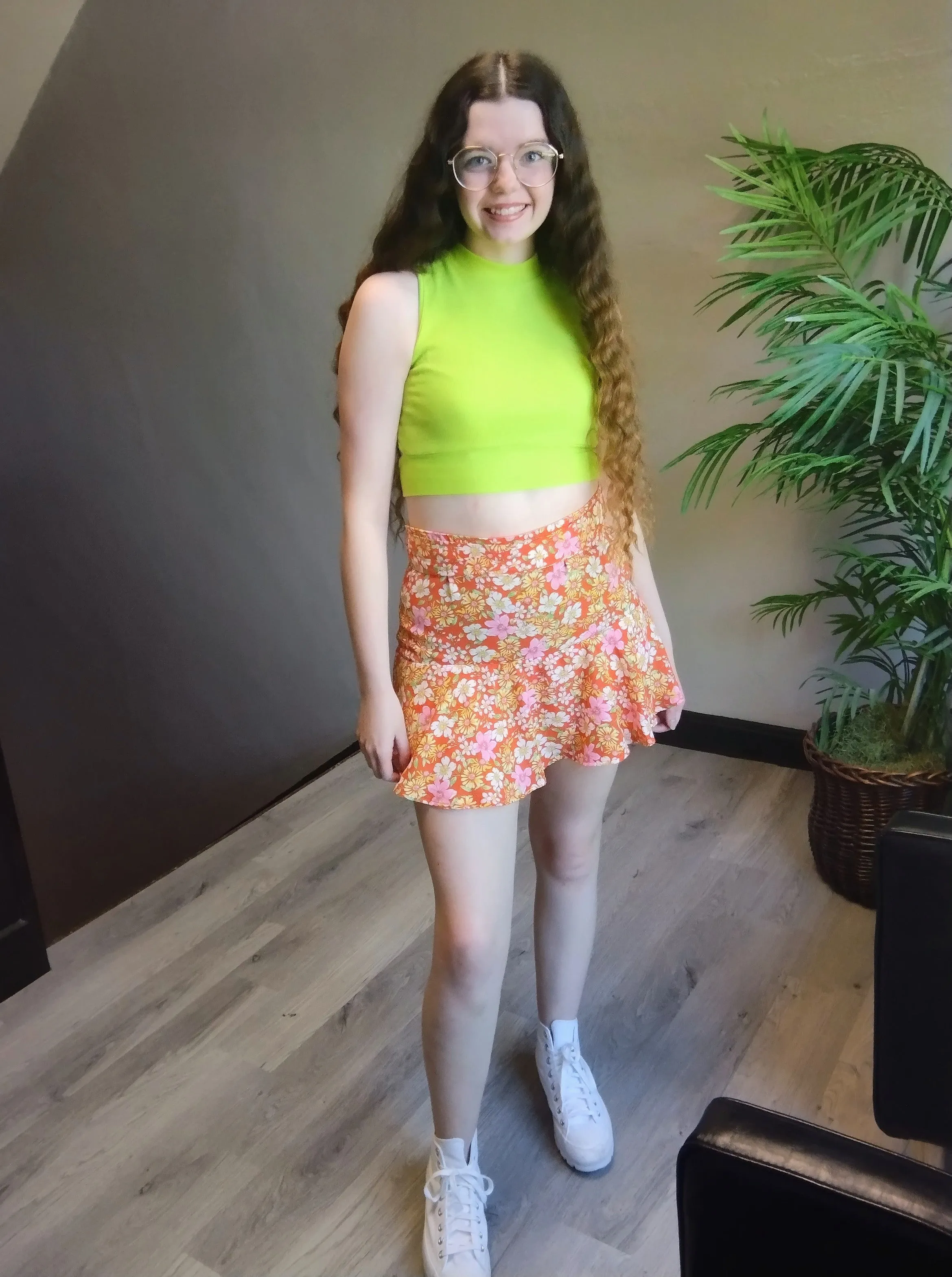 Orange Floral Skort