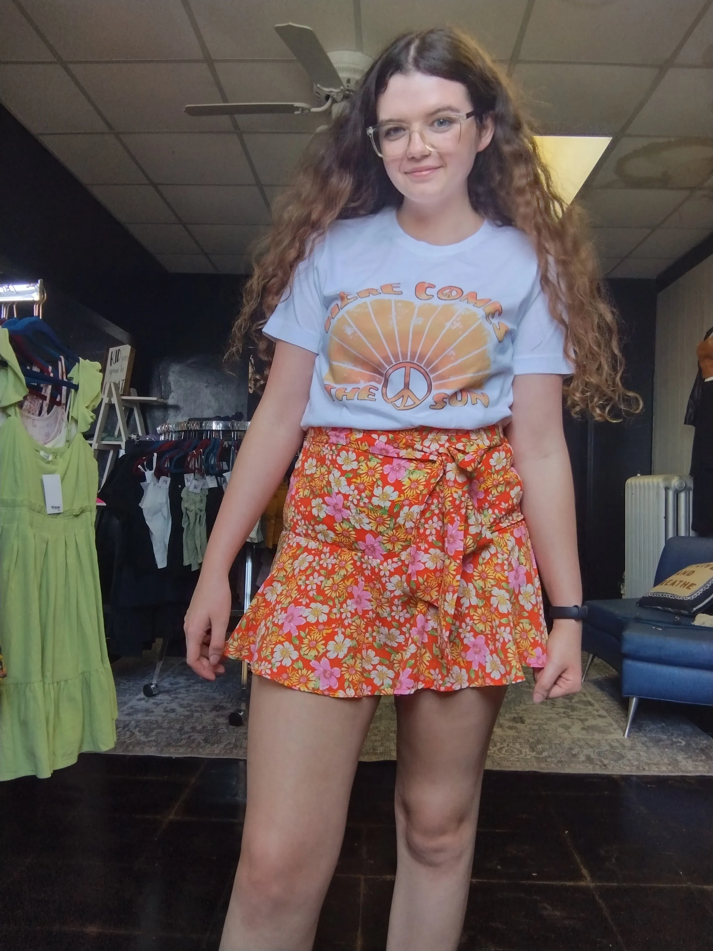 Orange Floral Skort