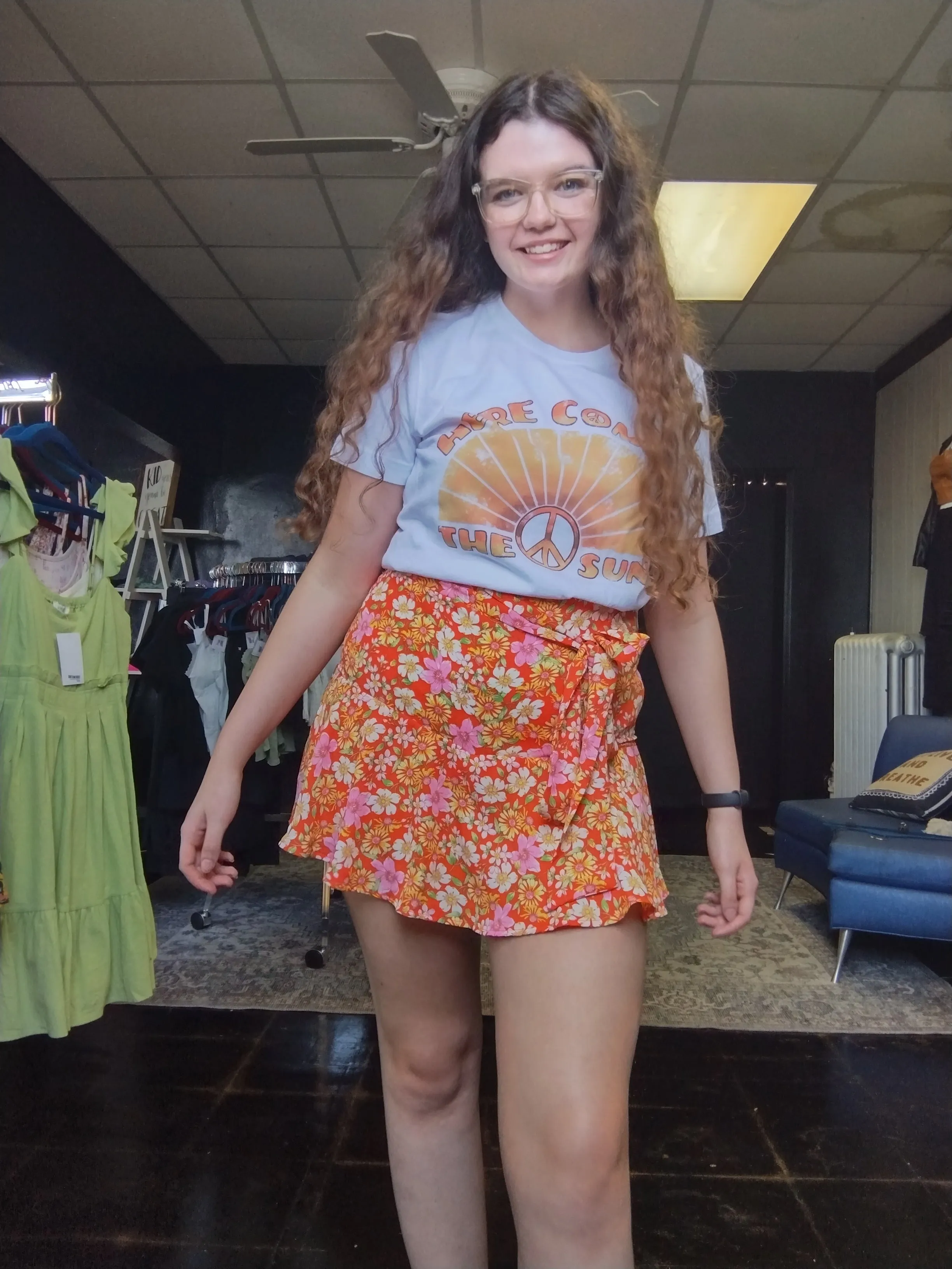 Orange Floral Skort