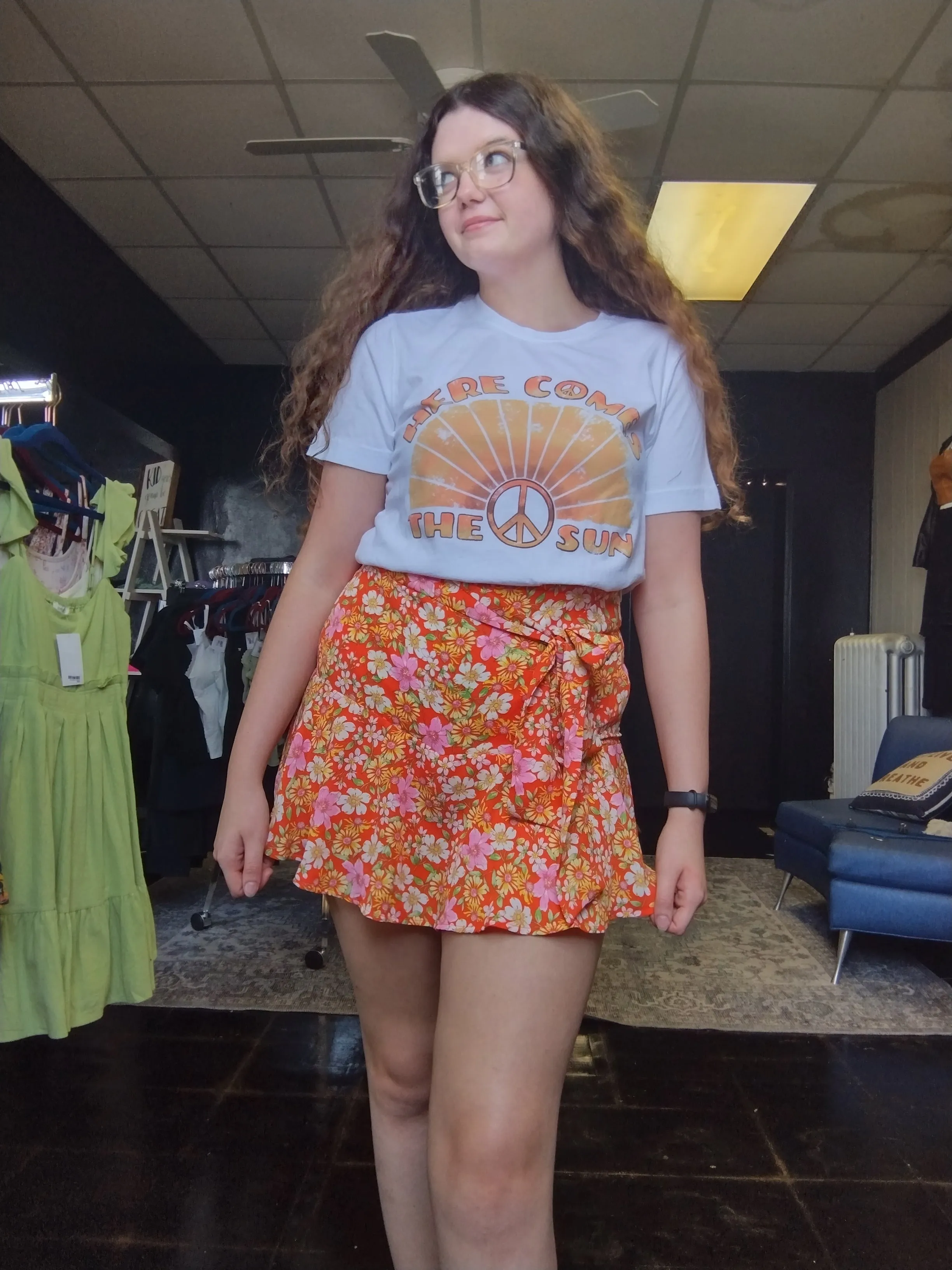 Orange Floral Skort
