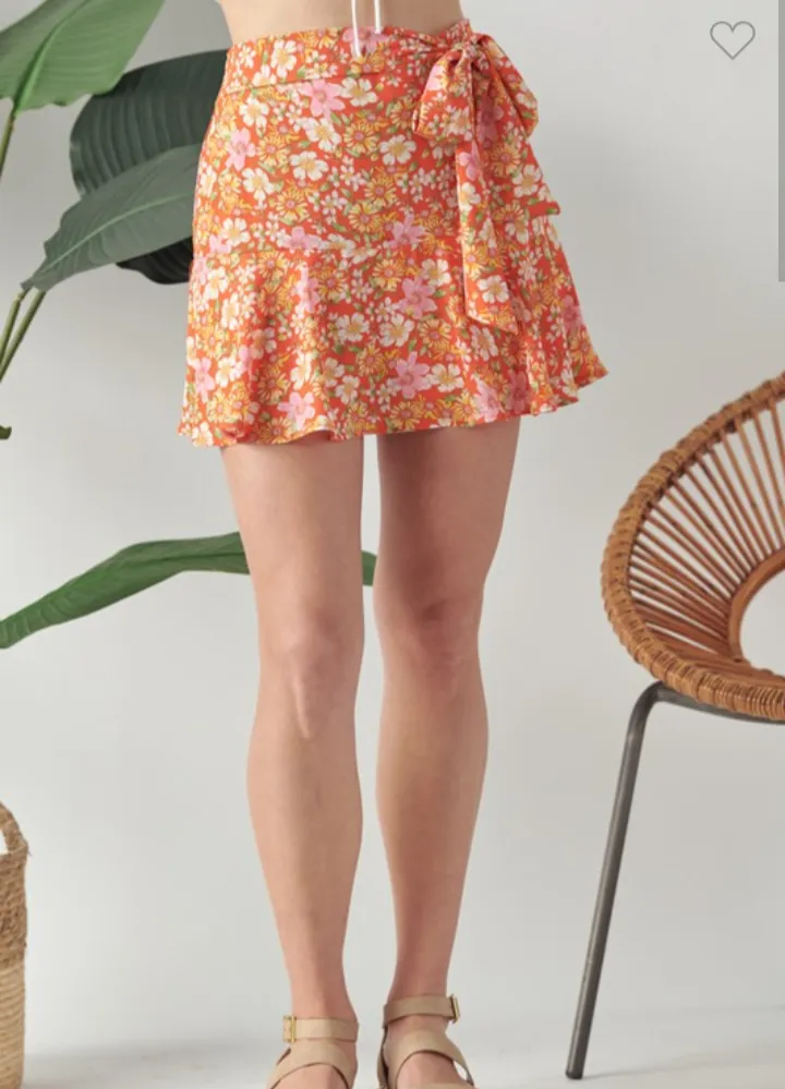 Orange Floral Skort