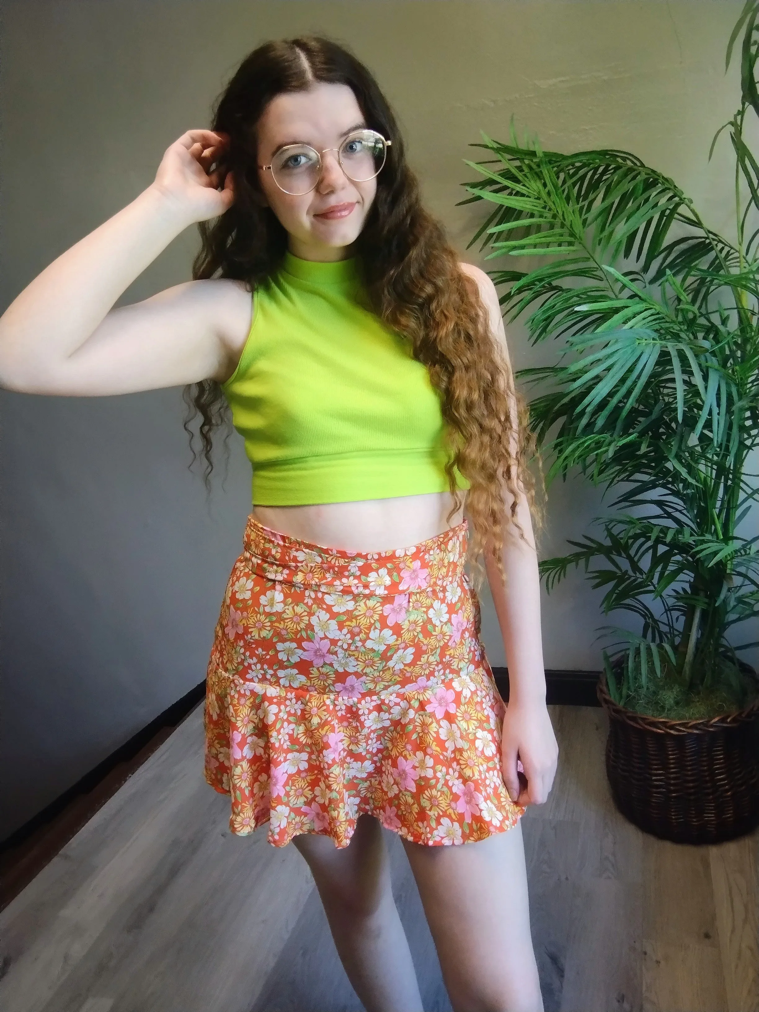 Orange Floral Skort