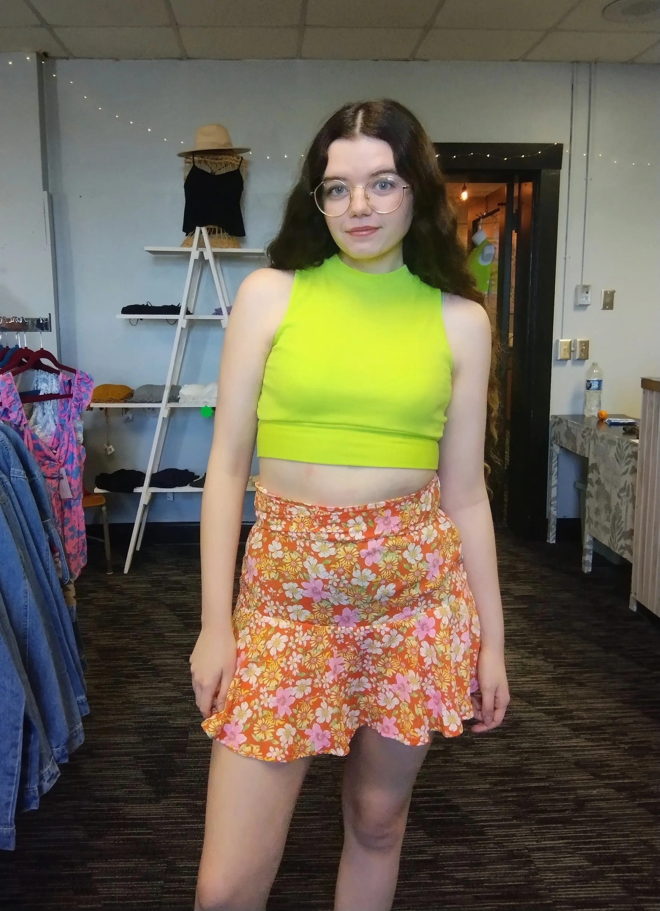 Orange Floral Skort