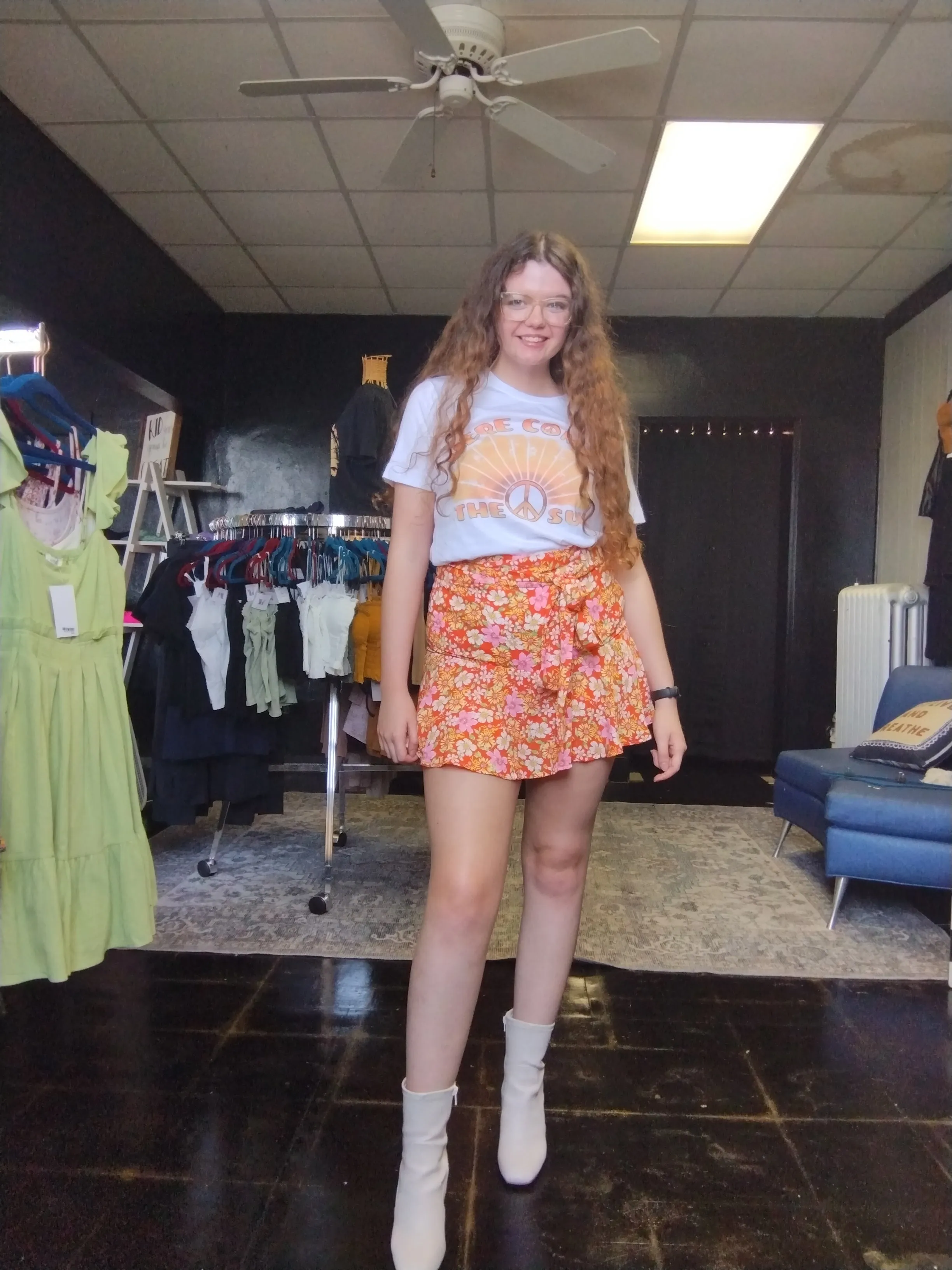 Orange Floral Skort